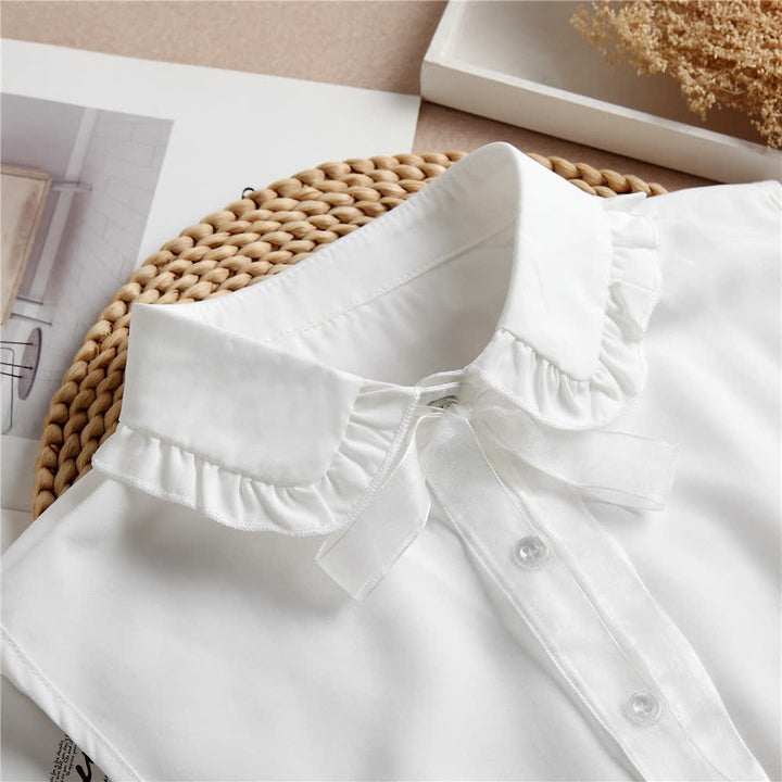 Women's Ruffled Detachable Fake Collar With Bow Knot - image 3