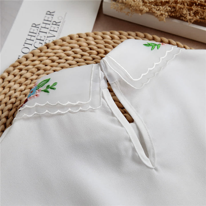 Women's Colorful Floral Embroidered Double-Layered Fake Collar - image 4