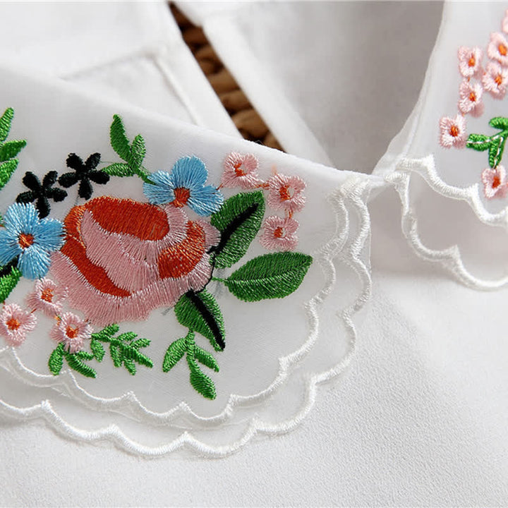Women's Colorful Floral Embroidered Double-Layered Fake Collar - image 5
