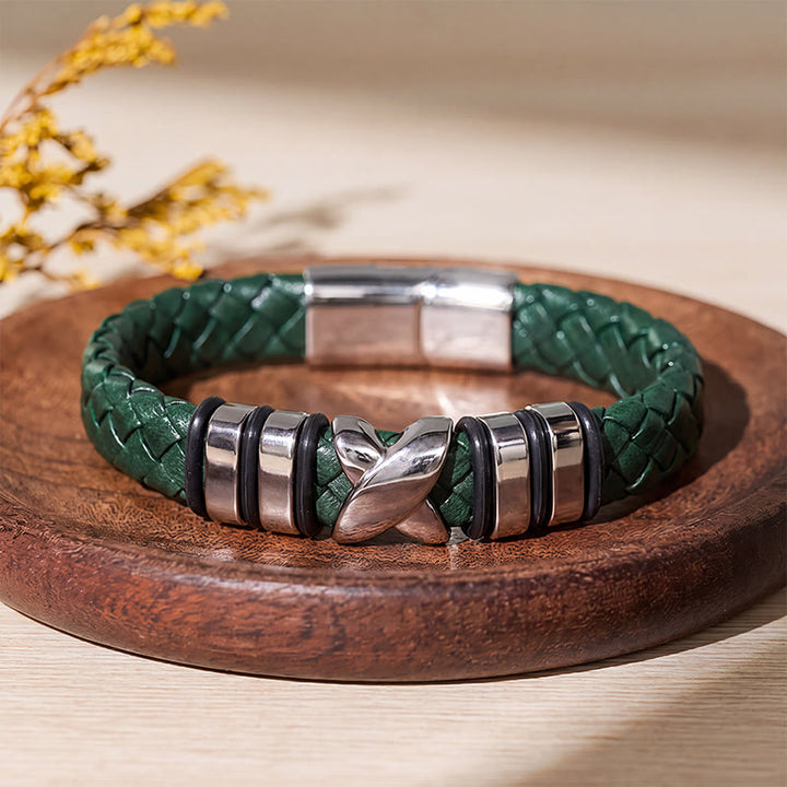 Multi Style Alloy Bead Vintage Leather Bracelet - Style#1-Green / Black - 7.87-8.86 in / 200-225 mm - image 16