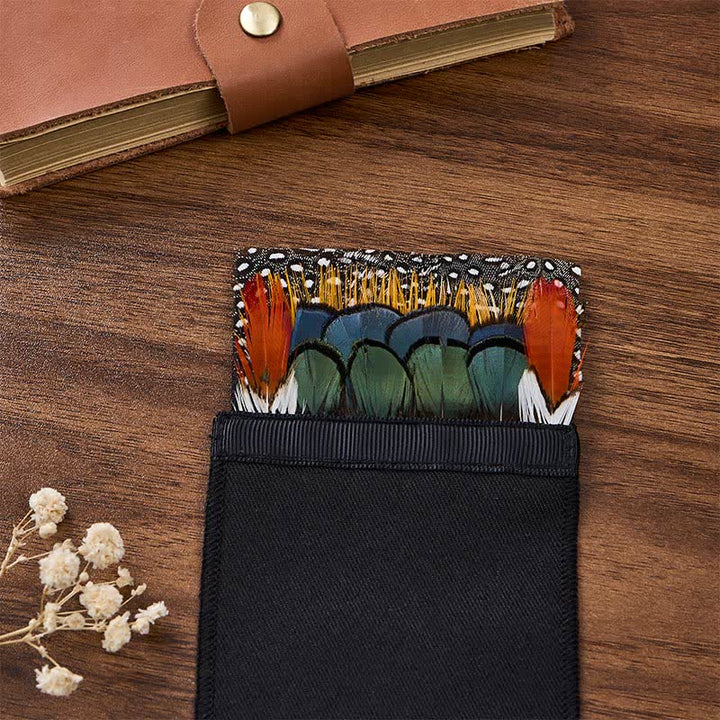 Burnt Orange & Forest Green Sunset Aviary Feather Pocket Square - image 1
