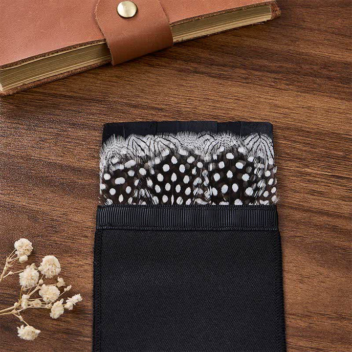Black & White Polka Dot Guinea Fowl Feather Pocket Square - image 1