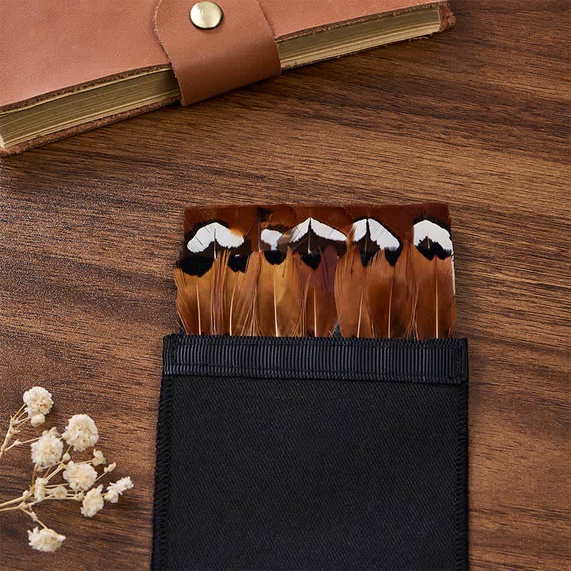 Chestnut Brown & Ivory White Pheasant Feather Pocket Square - image 1