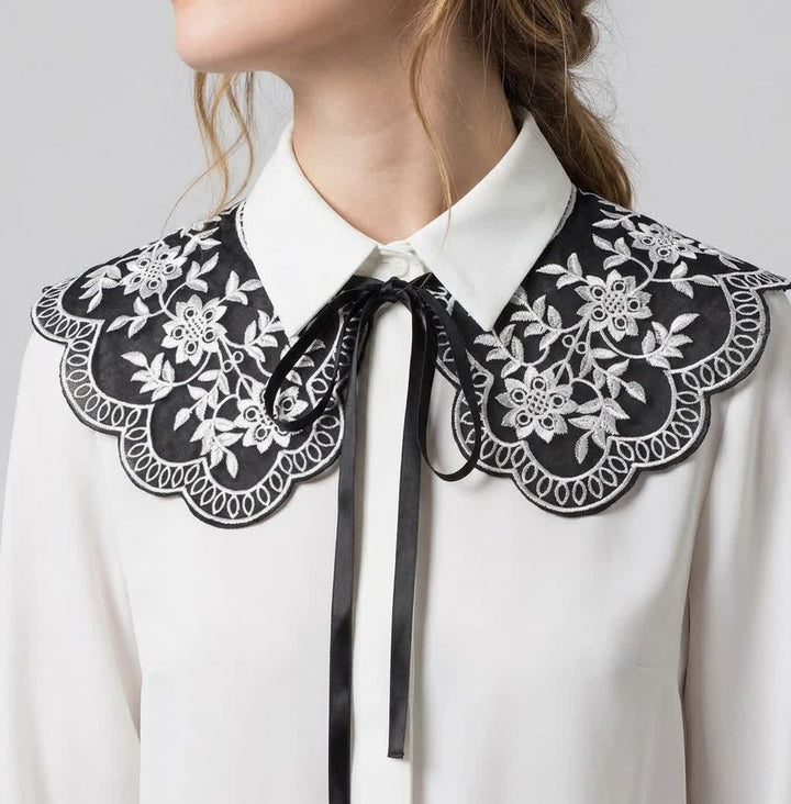 Women's Vintage Floral Embroidered Shawl Fake Collar Cape - image 0