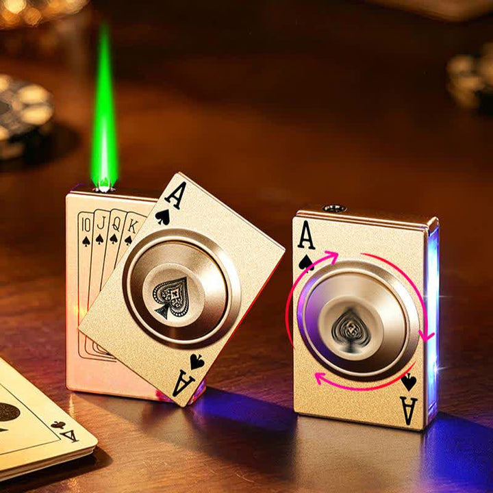 Cool Spinning Royal Ace Poker Fidget Butane Lighter With LED Light - image 0