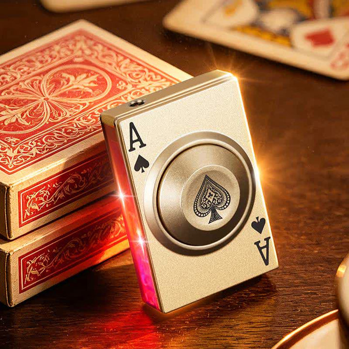 Cool Spinning Royal Ace Poker Fidget Butane Lighter With LED Light - image 3
