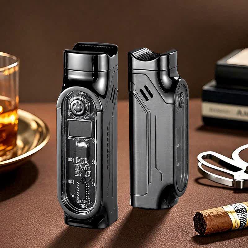Triple Jet Torch Cigar Lighter With Digital Power Display & Cigar Punch - Black - image 13