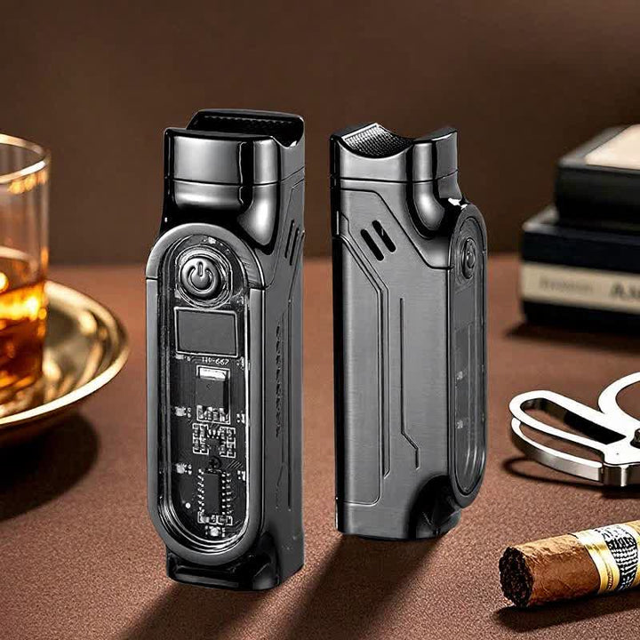 Triple Jet Torch Cigar Lighter With Digital Power Display & Cigar Punch - Black - image 13