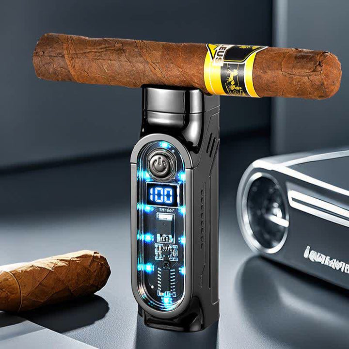Triple Jet Torch Cigar Lighter With Digital Power Display & Cigar Punch - image 4