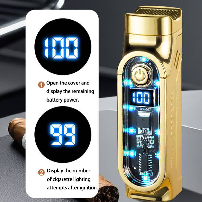 Triple Jet Torch Cigar Lighter With Digital Power Display & Cigar Punch - image 6