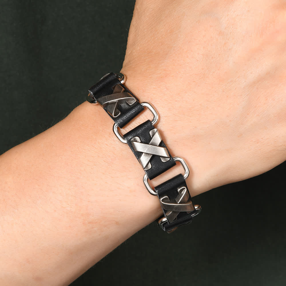 Gothic Punk Heavy Metal Studded PU Leather Bracelet - image 1