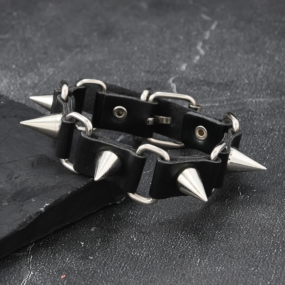 Gothic Punk Heavy Metal Studded PU Leather Bracelet - Rivet - image 4