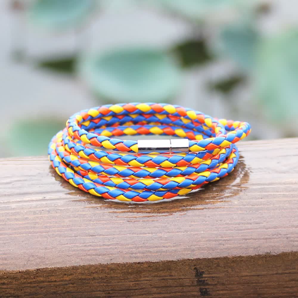 Multi-Layer Magnetic Buckle Braided PU Leather Wrap Bracelet - image 11