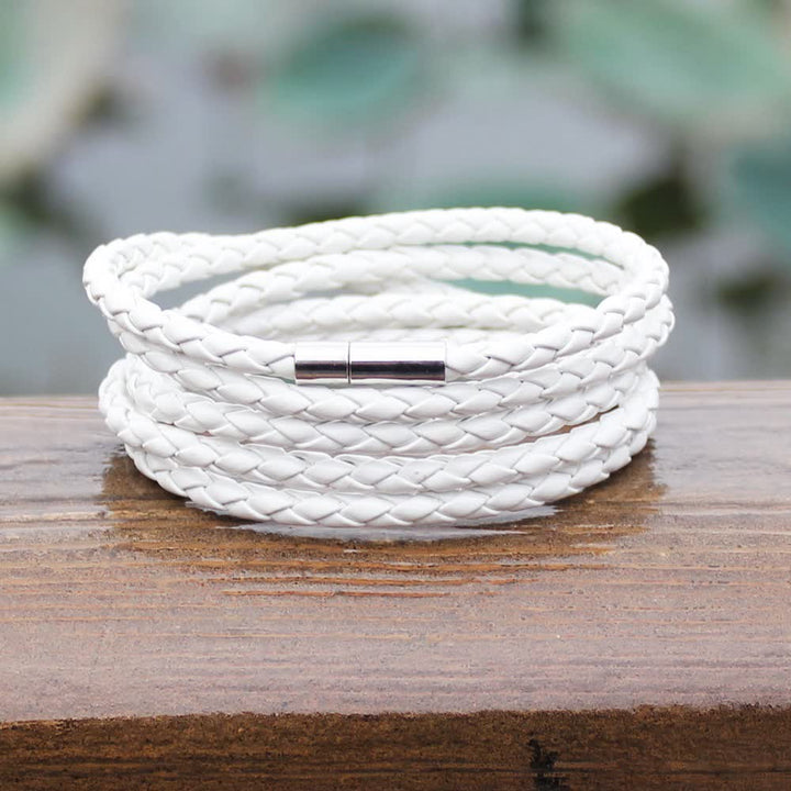 Multi-Layer Magnetic Buckle Braided PU Leather Wrap Bracelet - image 5