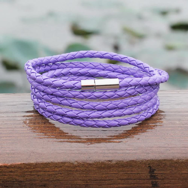 Multi-Layer Magnetic Buckle Braided PU Leather Wrap Bracelet - image 15