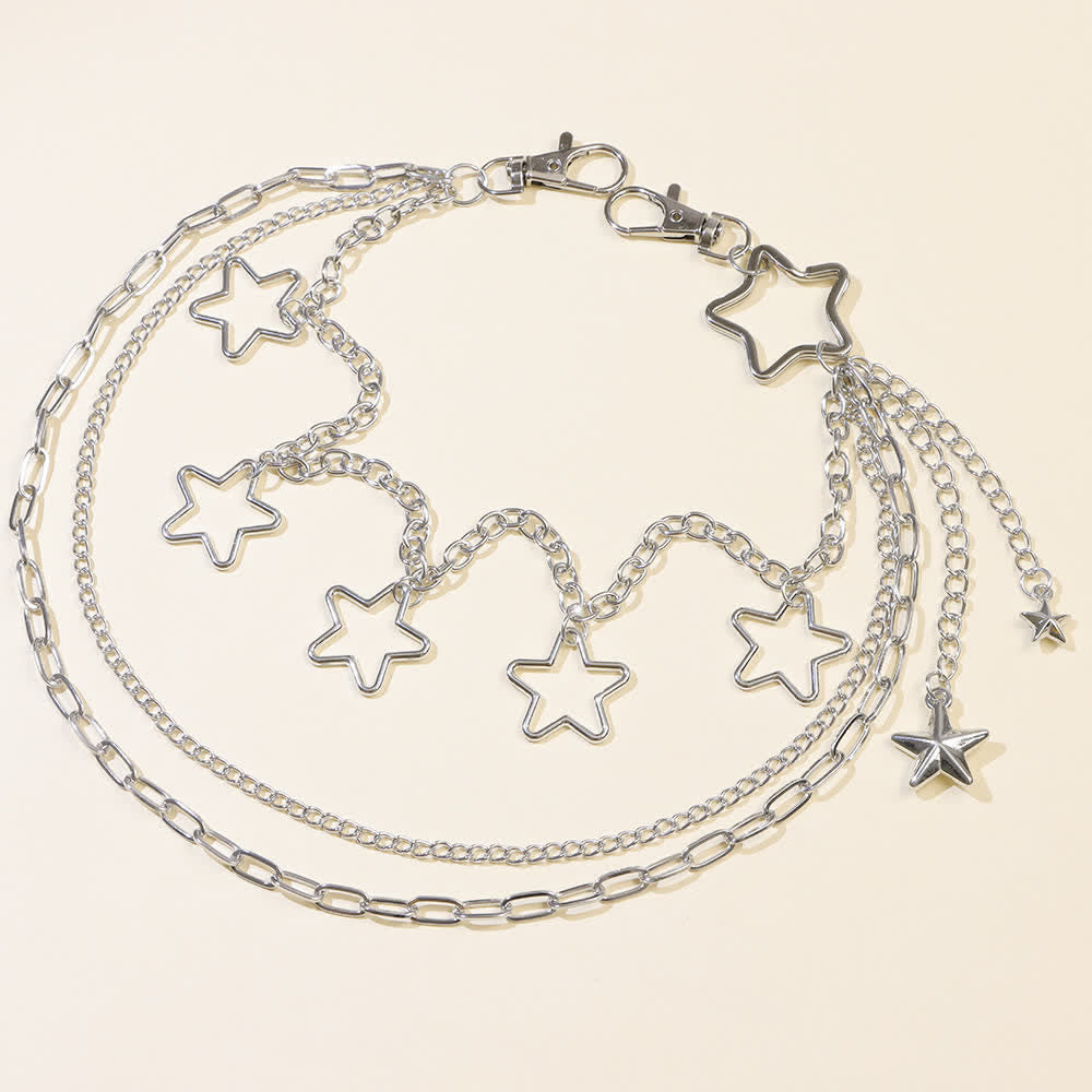 Multi-layer Star & Moon Streetwear Statement Pants Chain - image 4