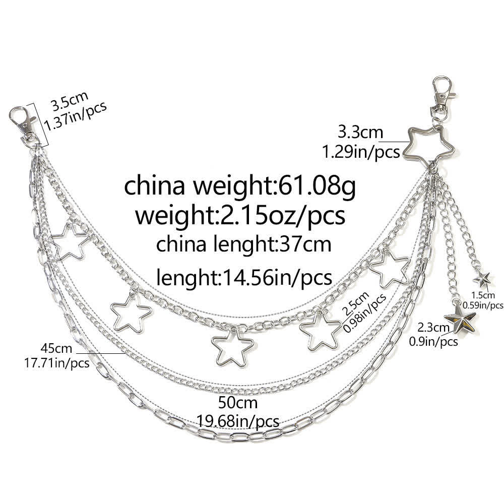 Multi-layer Star & Moon Streetwear Statement Pants Chain - image 5