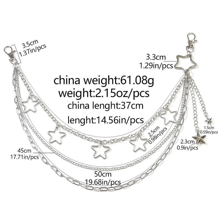 Multi-layer Star & Moon Streetwear Statement Pants Chain - image 5