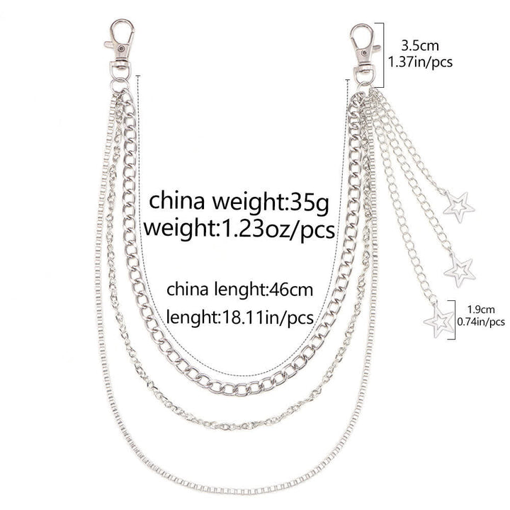 Multi-layer Star & Moon Streetwear Statement Pants Chain - image 9