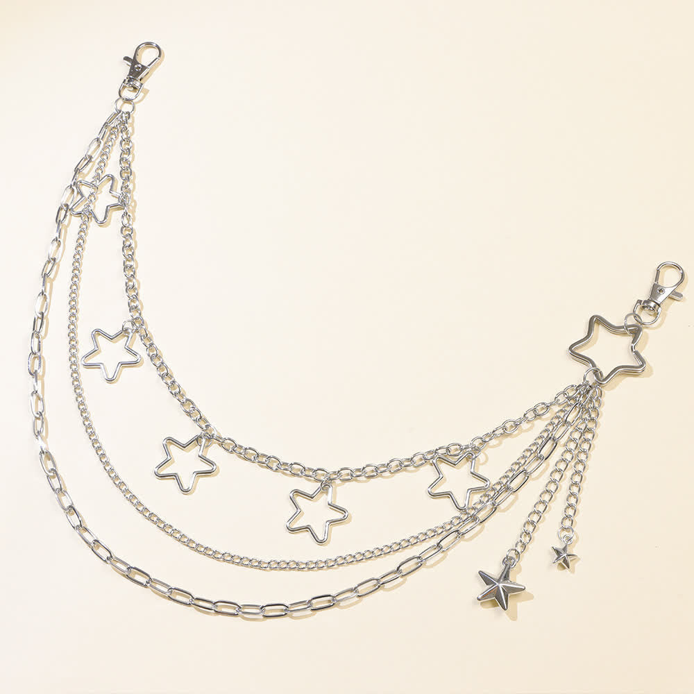 Multi-layer Star & Moon Streetwear Statement Pants Chain - image 3