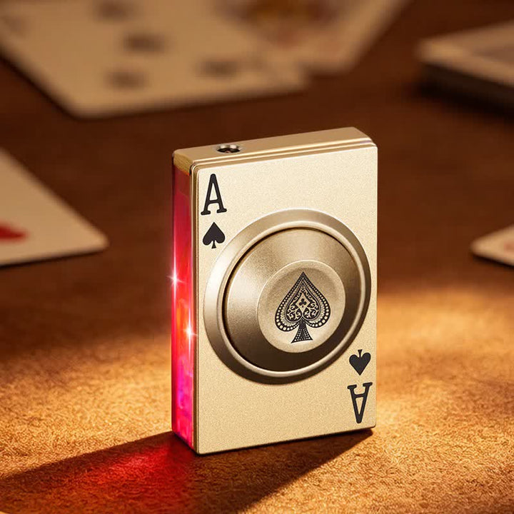 Cool Spinning Royal Ace Poker Fidget Butane Lighter With LED Light - Gold - image 2