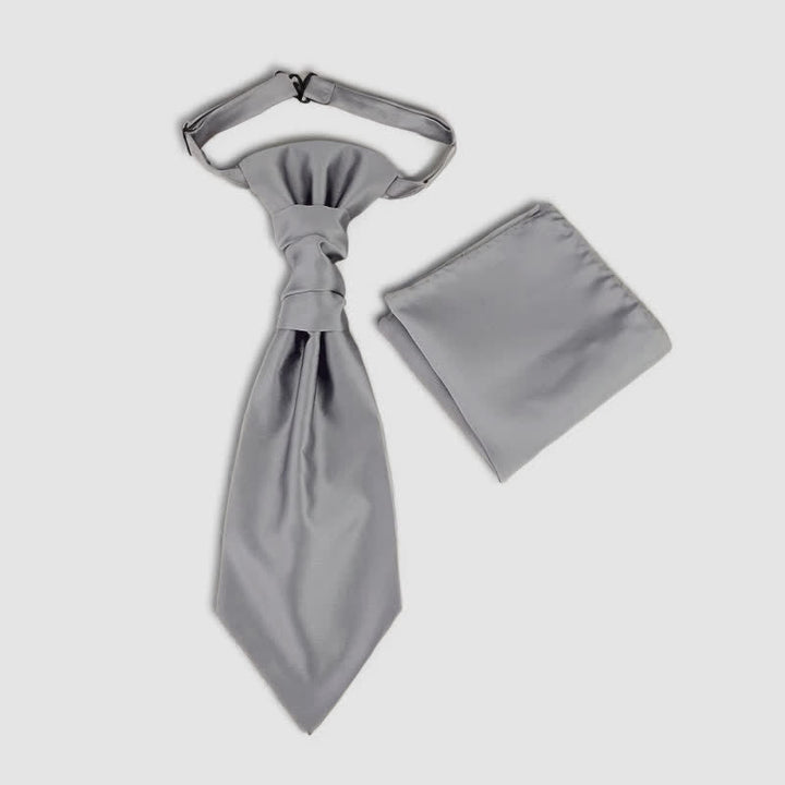 2Pcs Men's Pre-Tied Paisley Wrinkle Knot Necktie Pocket Square - Light Gray - image 7