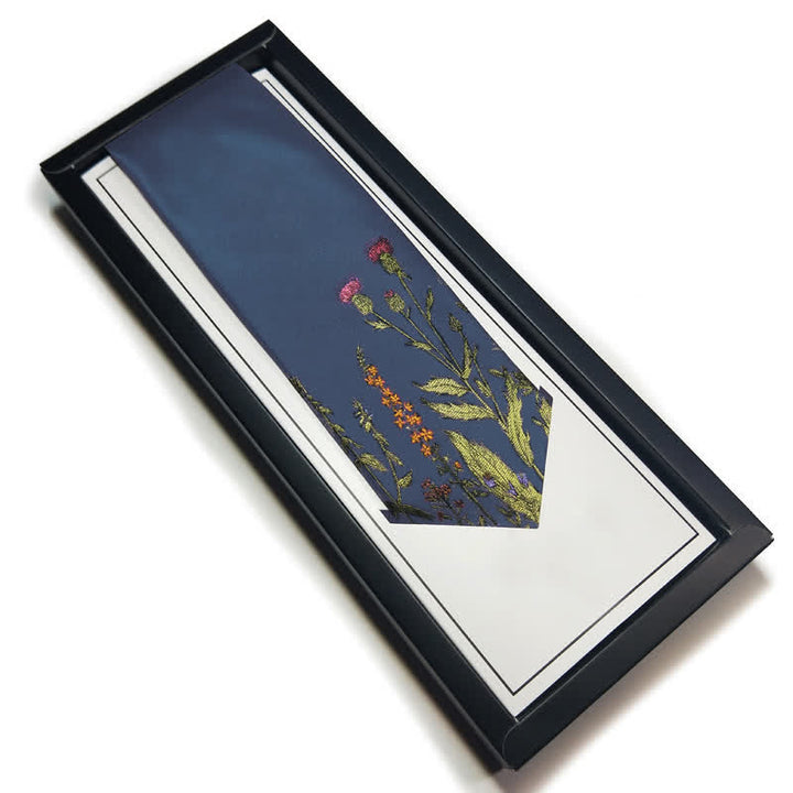 Men's Navy Blue Amidst Flowers Necktie - image 3