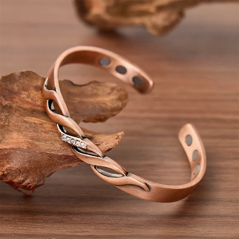 Sparkling Infinity Twist Opening Cuff Magnetic Bracelet - image 2