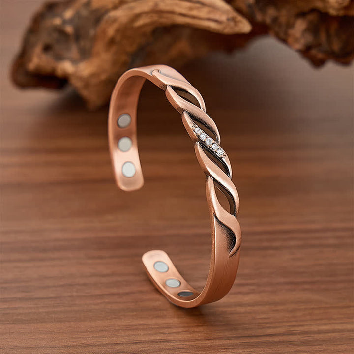 Sparkling Infinity Twist Opening Cuff Magnetic Bracelet - Red Bronze - image 0