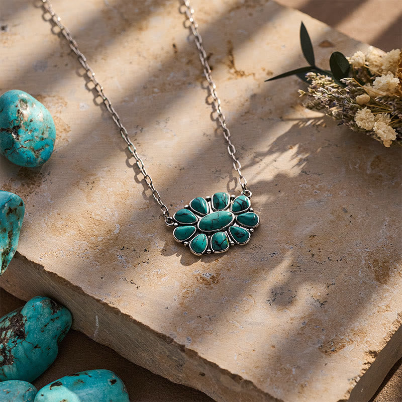 Women's Vintage Boho Turquoise Flower Necklace - image 4