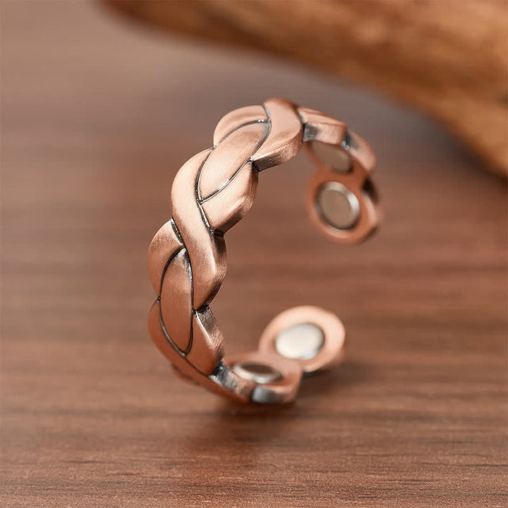 Braided Twist Pure Copper Magnetic Bracelet And Ring Set - Ring - image 4