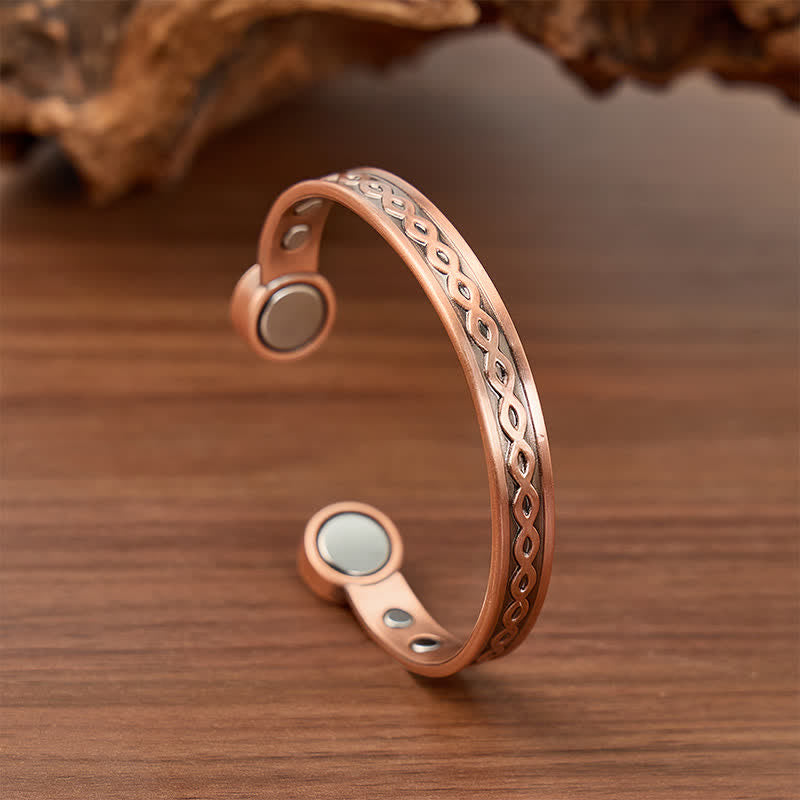 Slim Copper Infinity Braid Cuff Magnetic Bracelet - Red Bronze - image 0