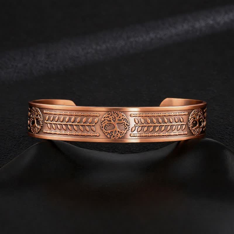 Celtic Knots Tree Of Life Adjustable Cuff Copper Magnetic Bracelet - Style #11 - image 13