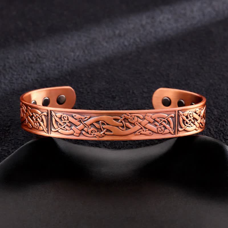 Celtic Knots Tree Of Life Adjustable Cuff Copper Magnetic Bracelet - Style #10 - image 12