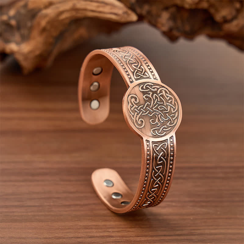 Celtic Knots Tree Of Life Adjustable Cuff Copper Magnetic Bracelet - Style #1 - image 0