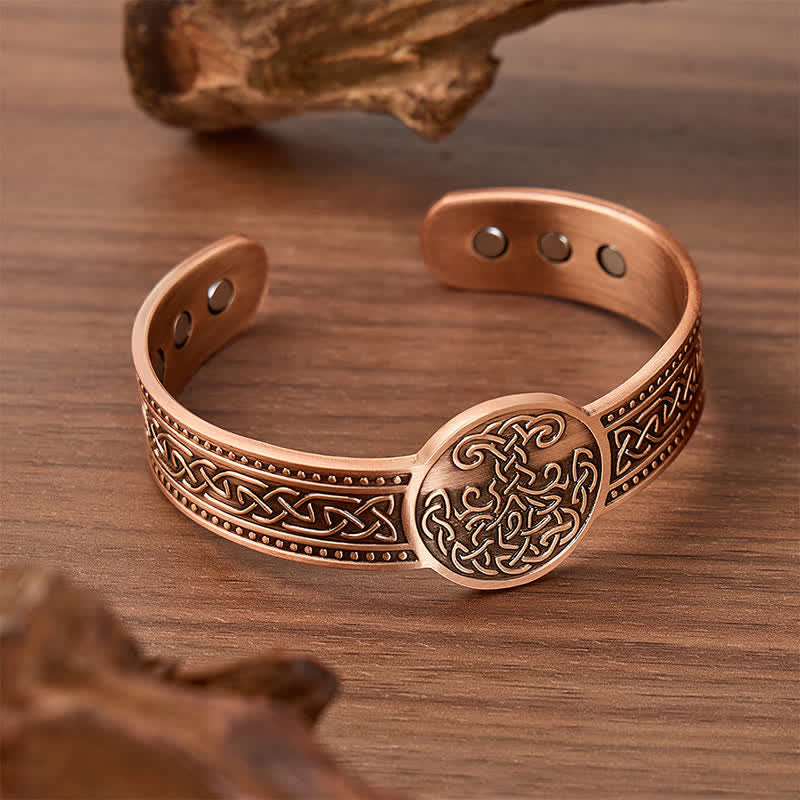 Celtic Knots Tree Of Life Adjustable Cuff Copper Magnetic Bracelet - image 3