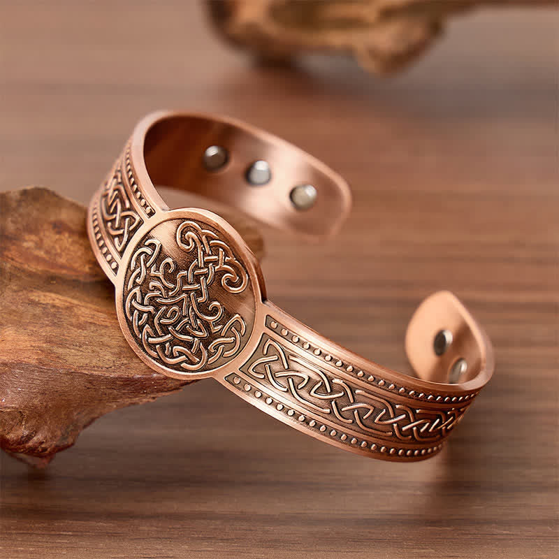 Celtic Knots Tree Of Life Adjustable Cuff Copper Magnetic Bracelet - image 2