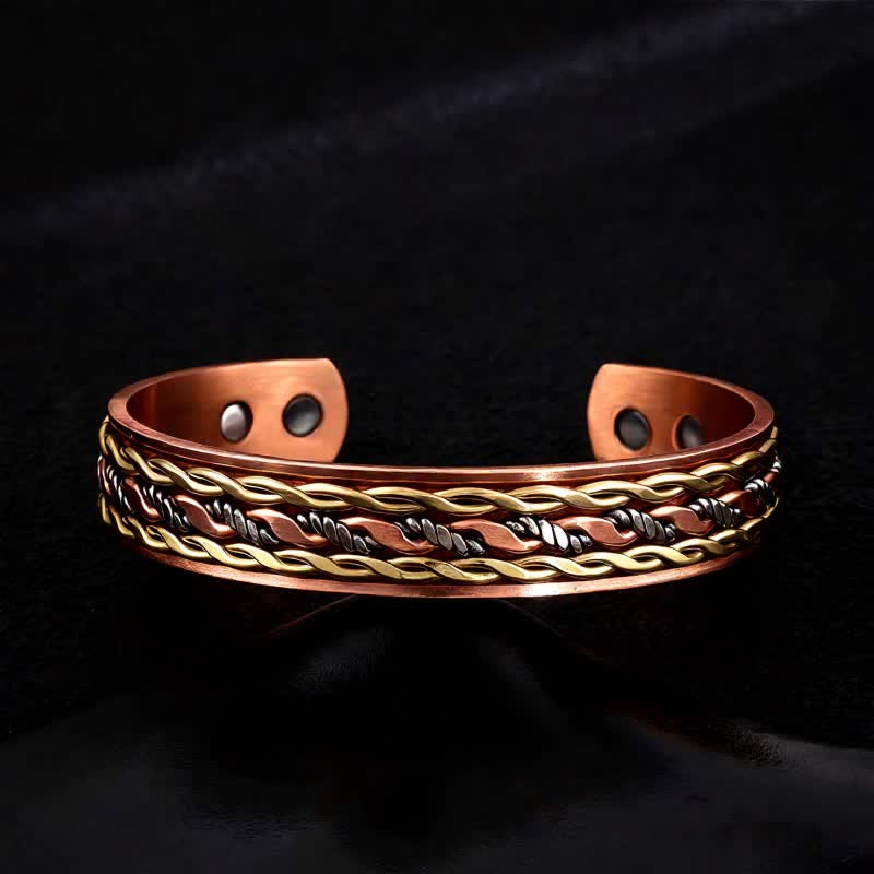Tri-Color Braided Rope Design Adjustable Magnetic Bracelet - Style #3 - image 5