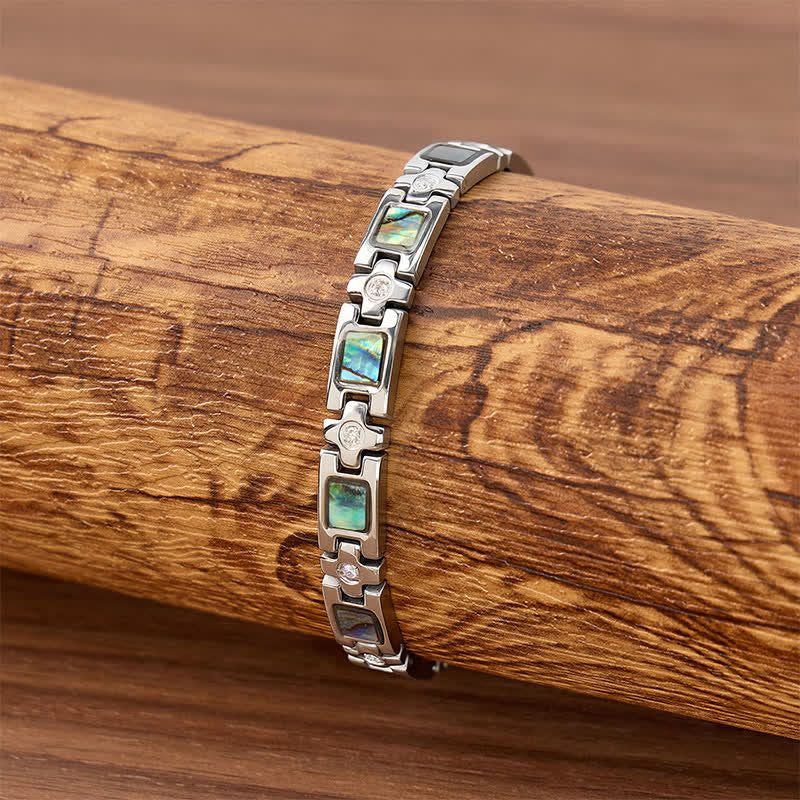 Silver Abalone Shell Magnetic Chain Bracelet With Link Removal Tool - image 2