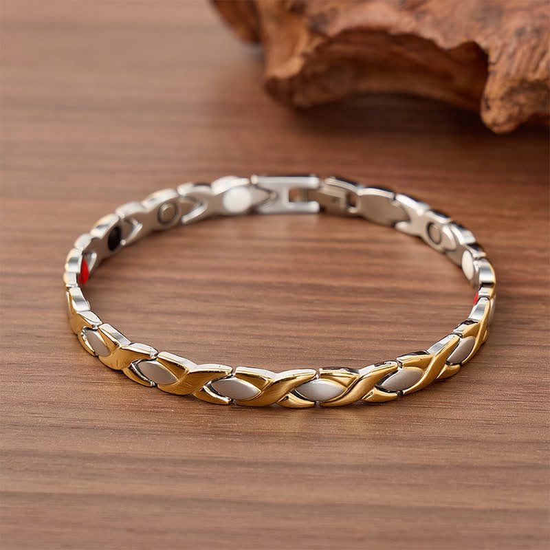 Modern Puzzle Design Magnetic Chain Bracelet With Link Removal Tool - Gold & Silver - image 0