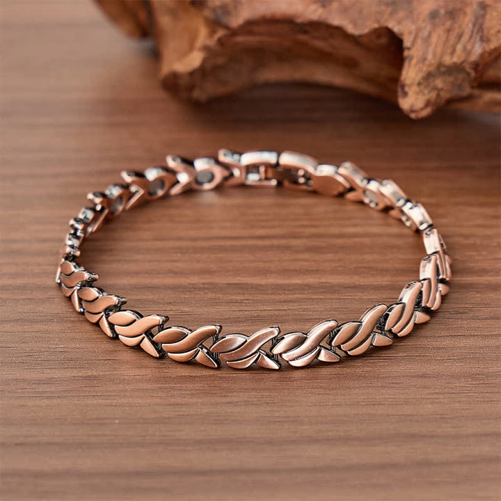 Wheat Fish-Shaped Magnetic Chain Bracelet With Link Removal Tool - Red Bronze - image 0