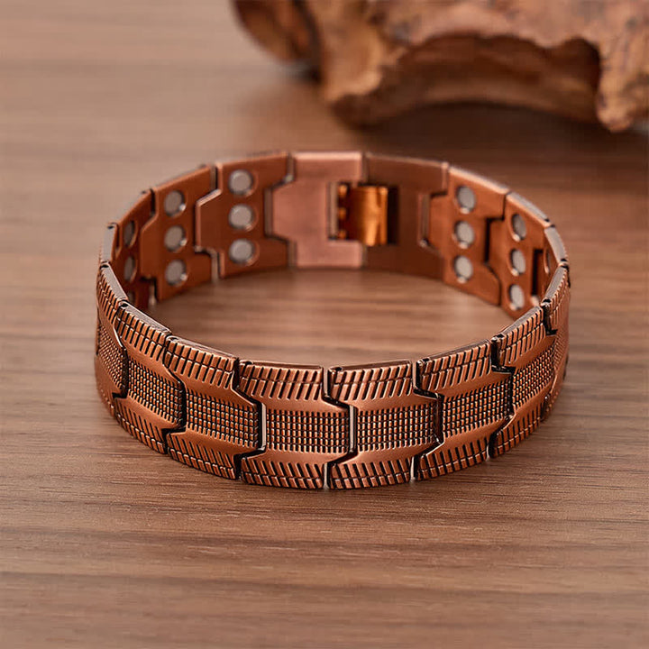 Vintage Arrow Pattern Link Magnetic Chain Bracelet With Link Removal Tool - Red Bronze - image 0