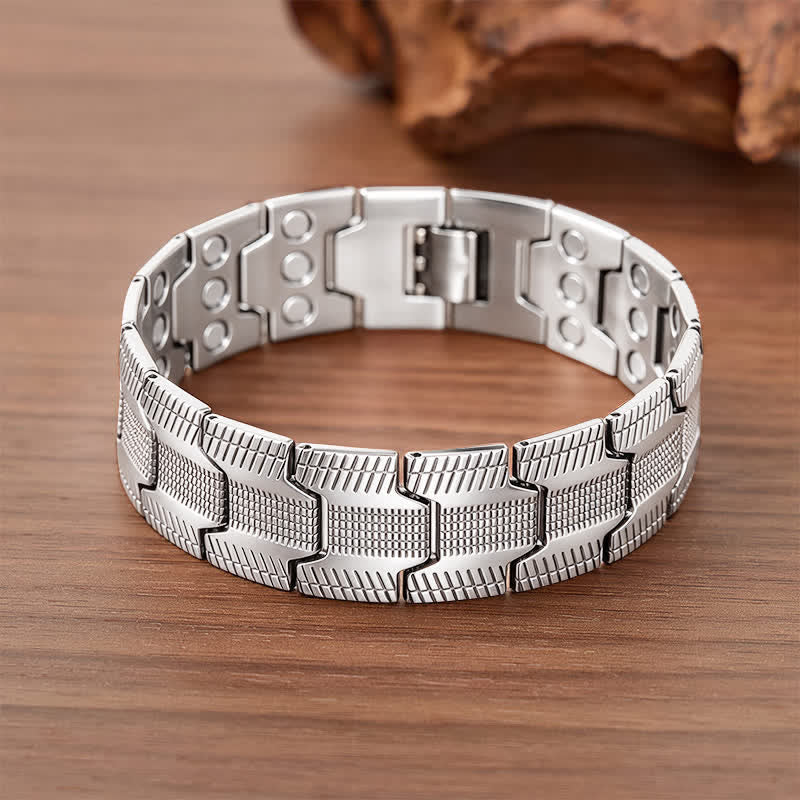 Vintage Arrow Pattern Link Magnetic Chain Bracelet With Link Removal Tool - Silver - image 5