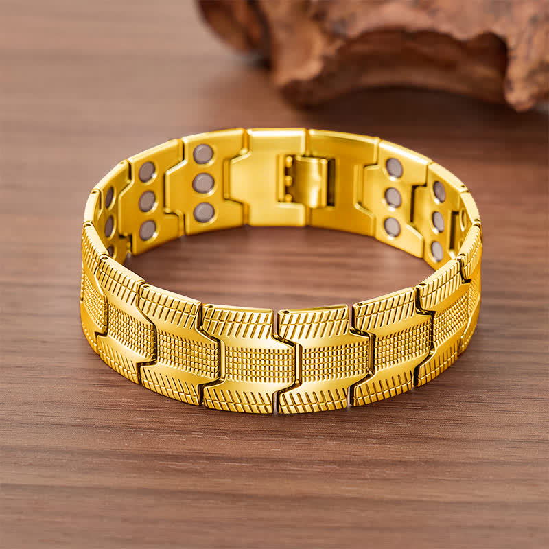 Vintage Arrow Pattern Link Magnetic Chain Bracelet With Link Removal Tool - Gold - image 4