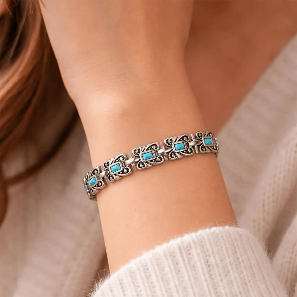 Turquoise Butterfly Magnetic Chain Bracelet With Link Removal Tool - image 1