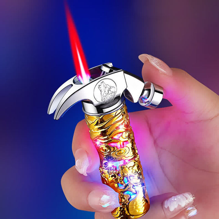 Gold Hammer-Shaped Wolf Emblem Butane Lighter - Gold - image 0