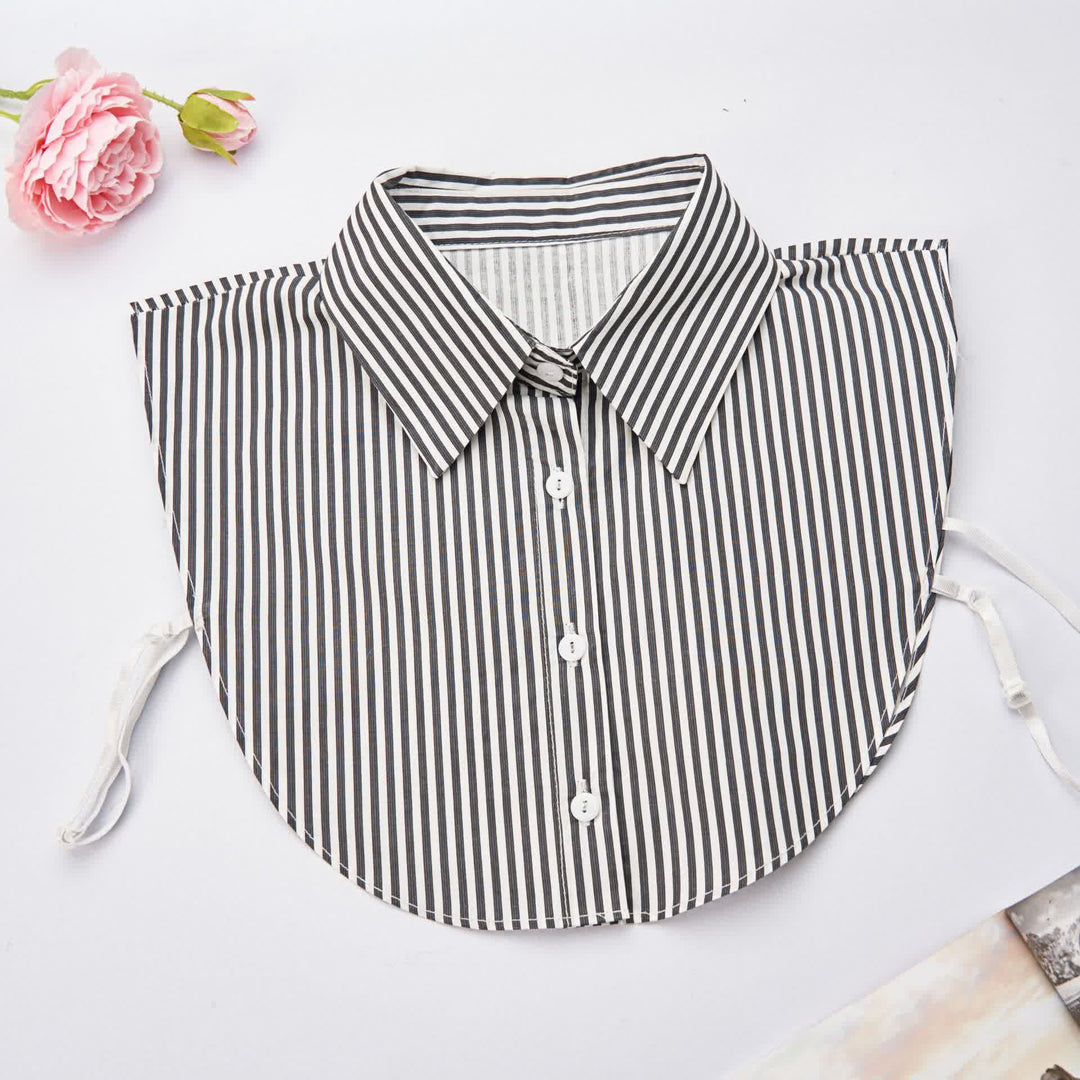 Women's Striped Pointed Detachable Fake Collar - Black - One Size - image 6