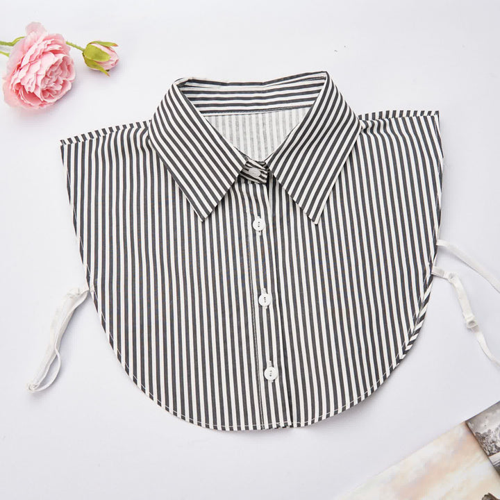 Women's Striped Pointed Detachable Fake Collar - Black - One Size - image 6