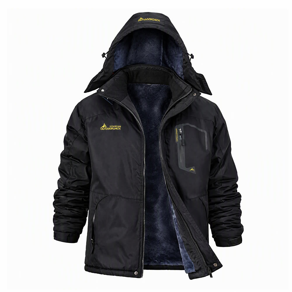 Men's Outdoor Fleece-Lined Winter Jacket - Black - 6XL - image 2