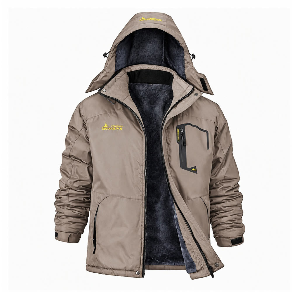 Men's Outdoor Fleece-Lined Winter Jacket - Khaki - 6XL - image 5